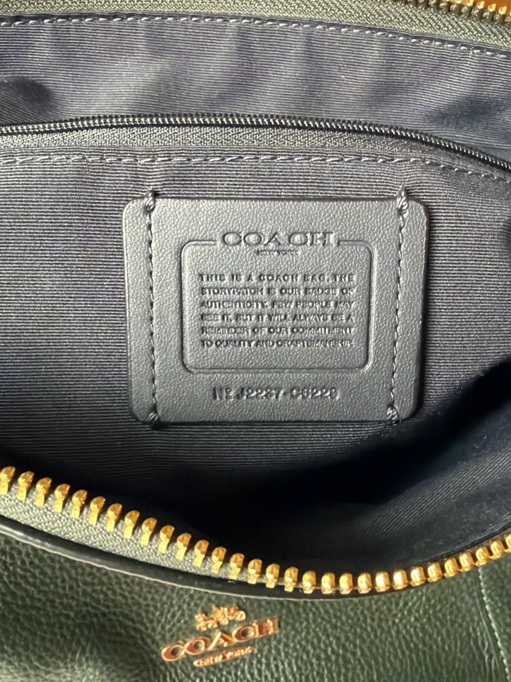 Coach Pebbled Leather Satchel in Dark Green with Gold Hardware - Picture 3 of 3
